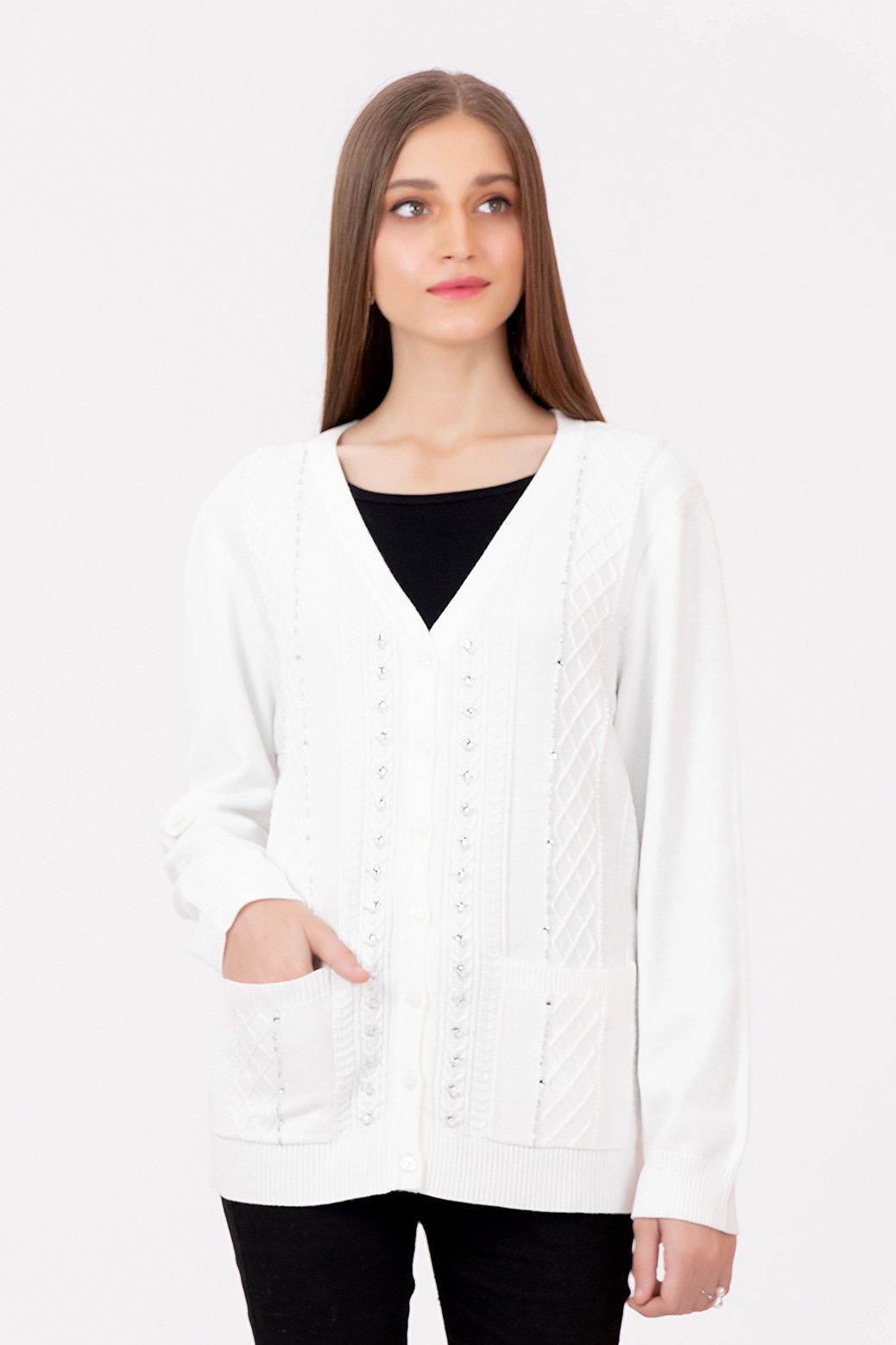 WHITE-FULL SLEEVES-CARDIGAN (21U-021-63)