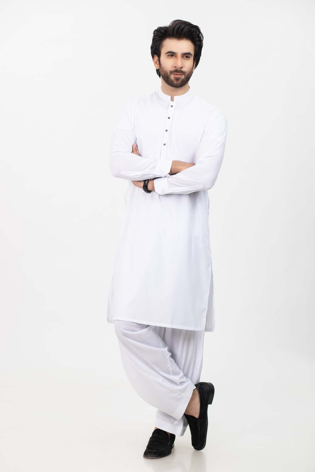 WHITE-BLENDED-KURTA SHALWAR (99324)