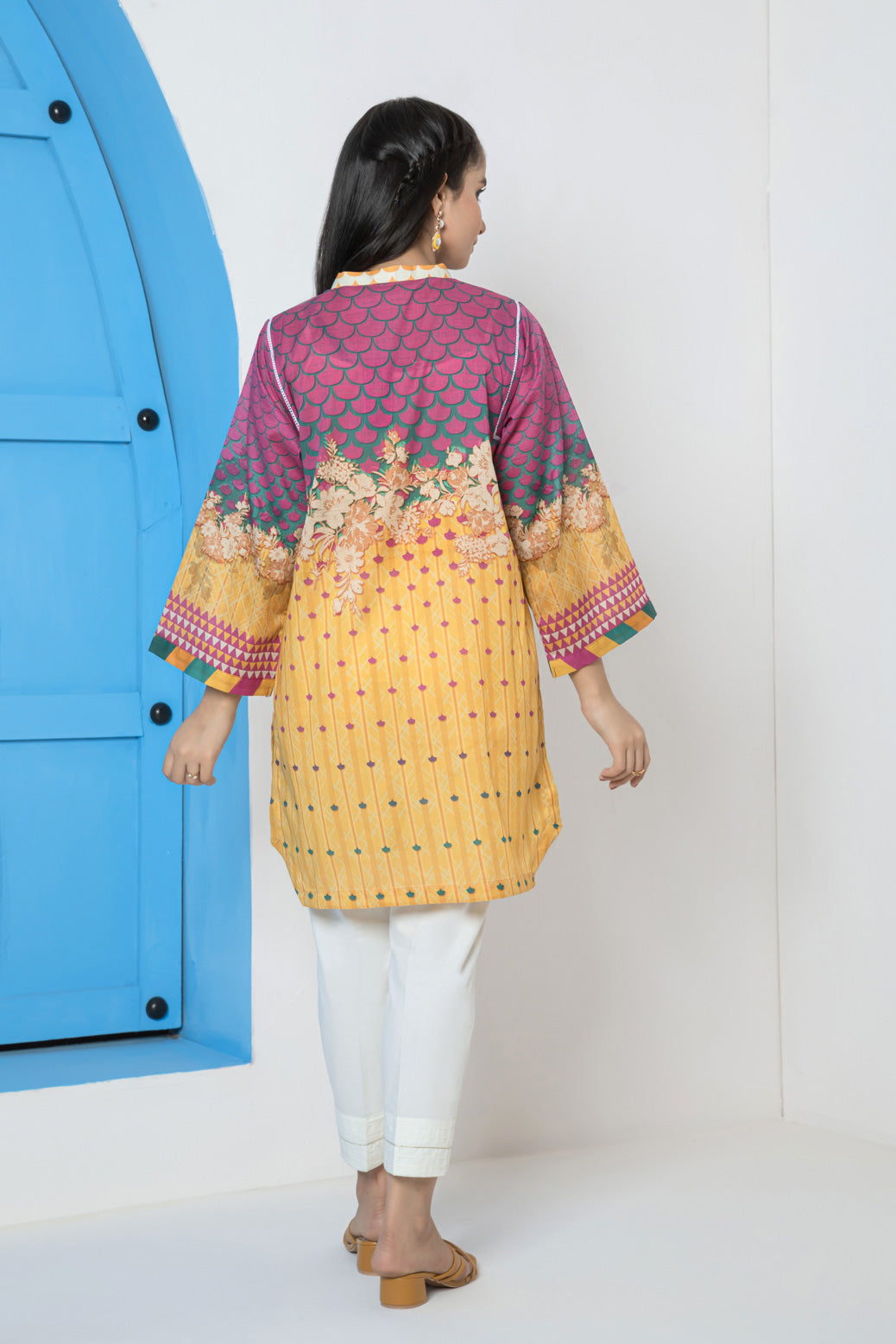 YELLOW-LAWN-KURTI (AAK221P02)