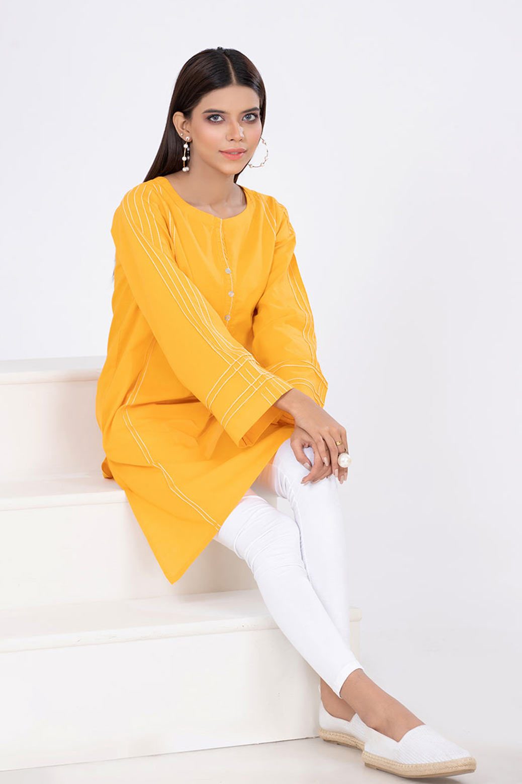 YELLOW-CAMBRIC-KURTI (ATK211P02)