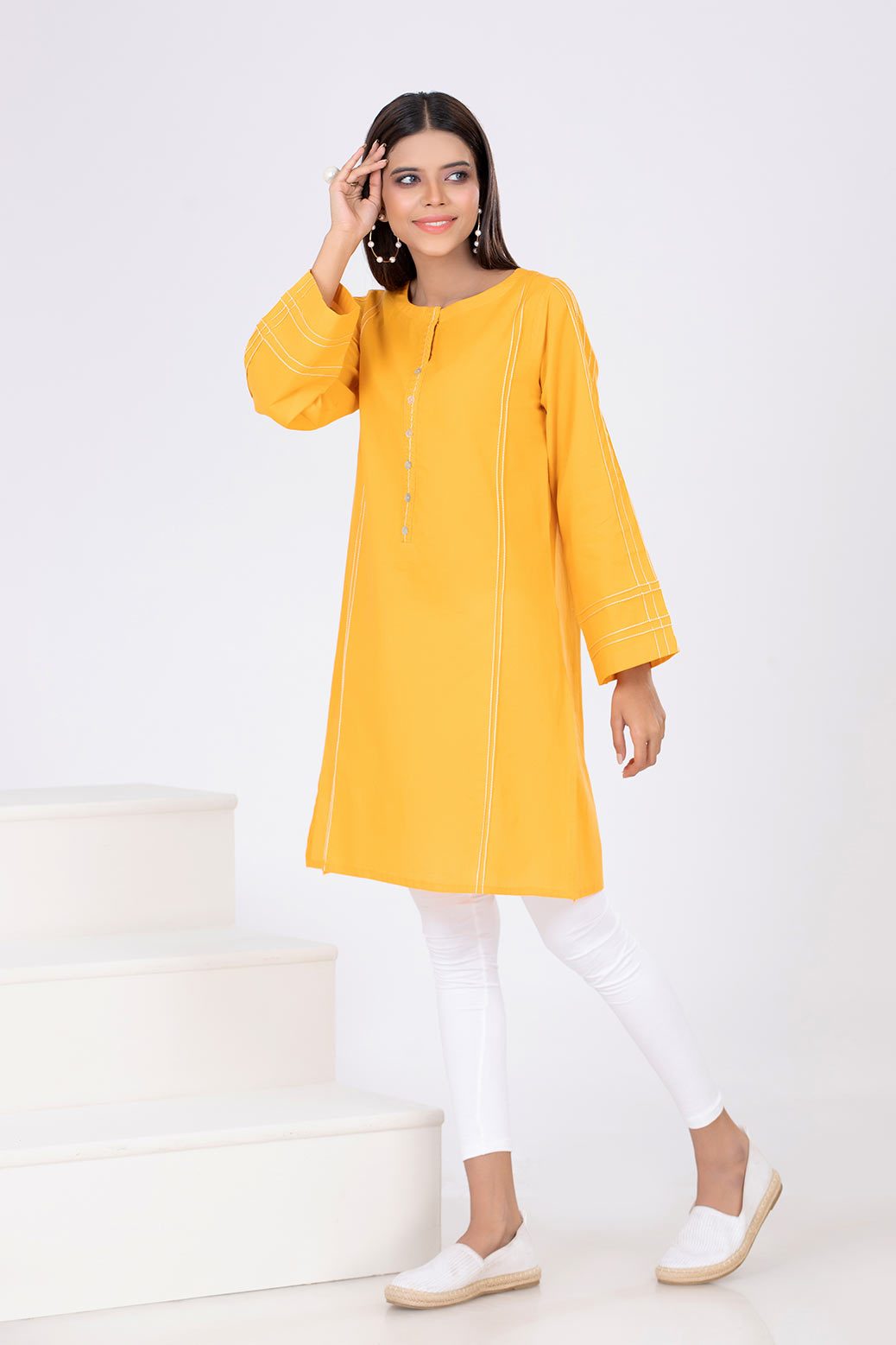 YELLOW-CAMBRIC-KURTI (ATK211P02)