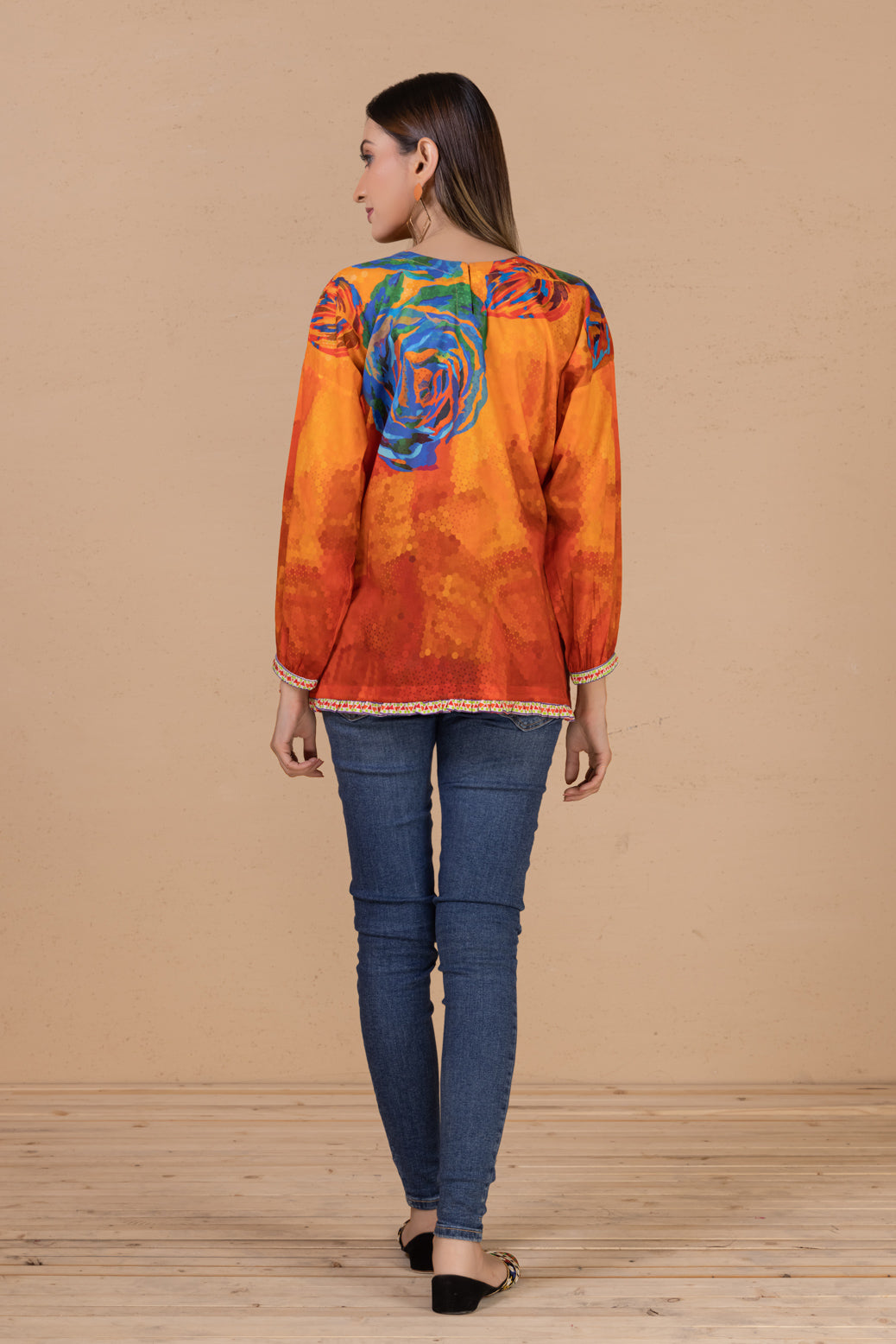 B-ORANGE-LAWN-KURTI (BRAK221P12)