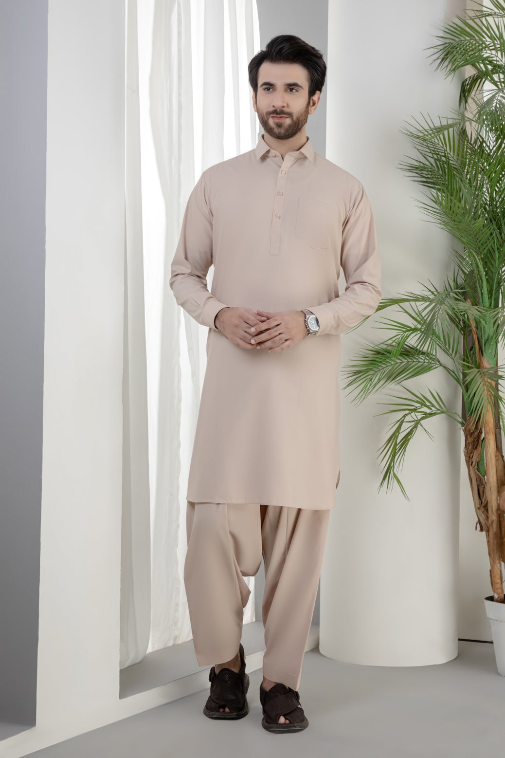 BEIGE-BLENDED-SHALWAR SUIT (GSSS22-017)