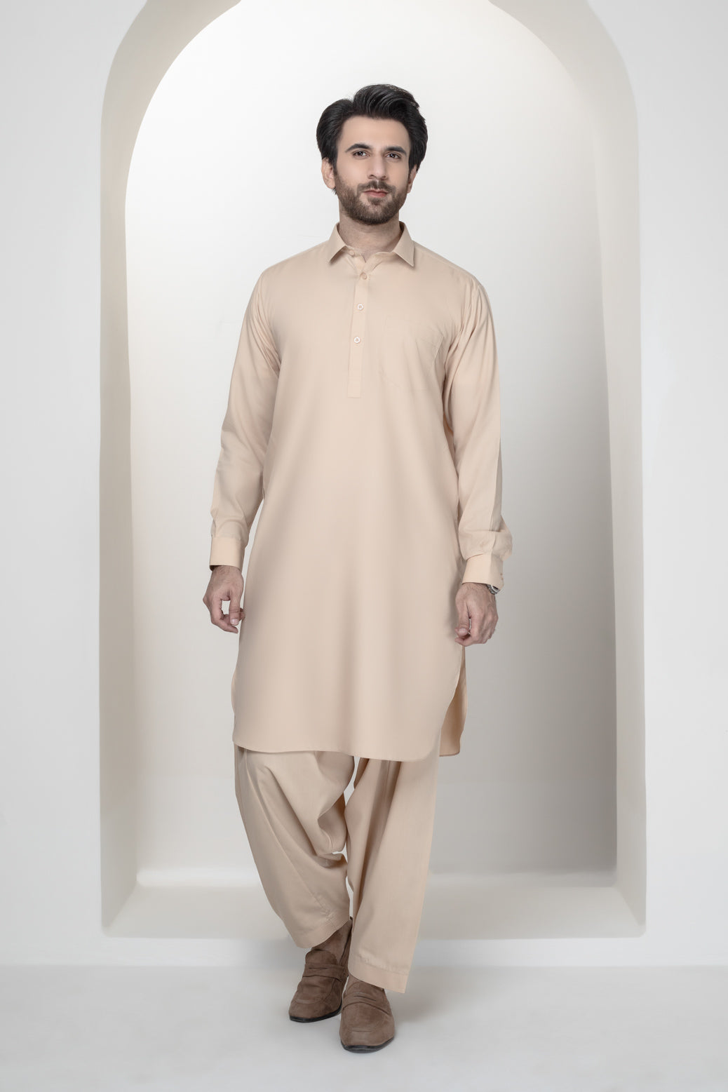 BEIGE-BLENDED-SHALWAR SUIT (GSSS22-020)