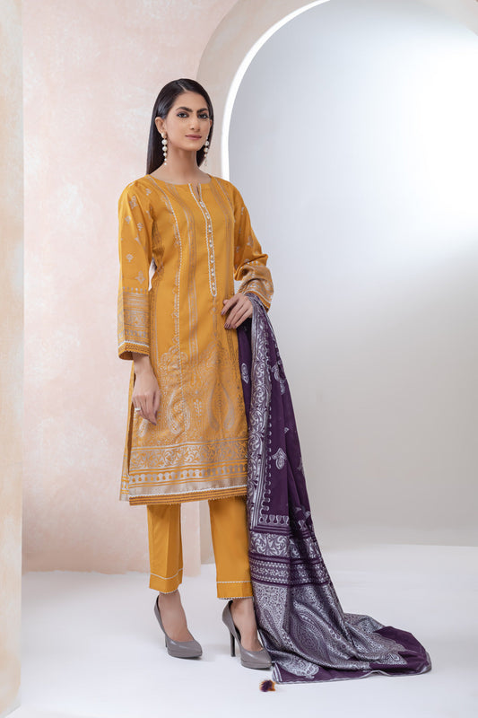 YELLOW-ZARI JACQUARD-SUIT (JAS223P13)