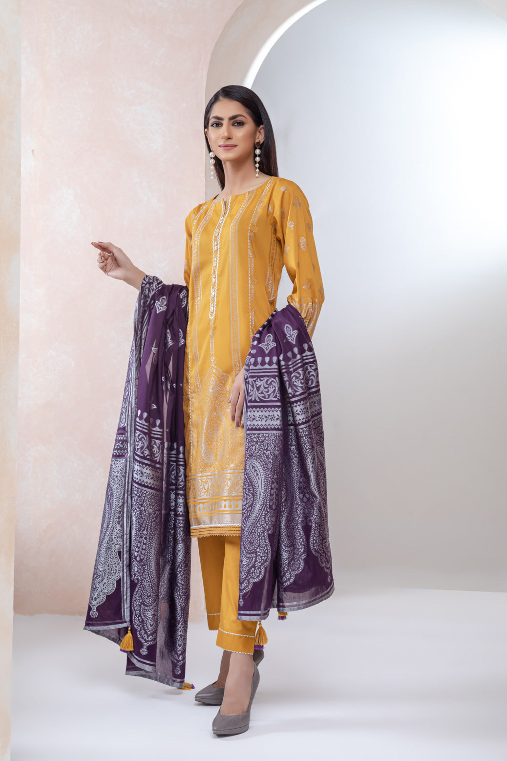 YELLOW-ZARI JACQUARD-SUIT (JAS223P13)