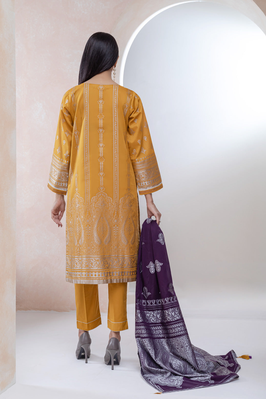 YELLOW-ZARI JACQUARD-SUIT (JAS223P13)