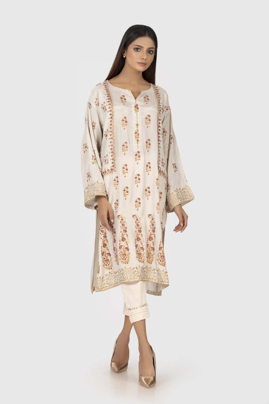 BEIGE-COTTON SILK-KURTI (KKS211P02)