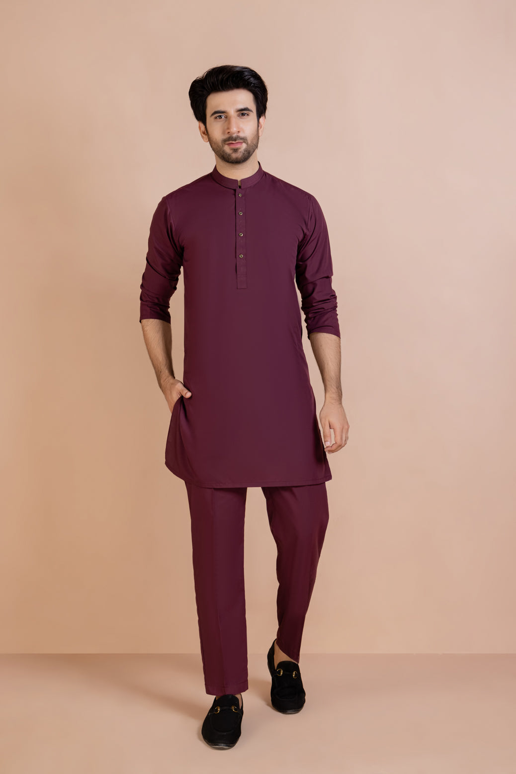 WINE-BLENDED-KURTA PAJAMA/TROUSER (KSR22-013)