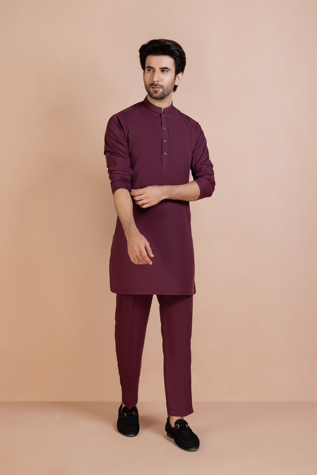 WINE-BLENDED-KURTA PAJAMA/TROUSER (KSR22-013)