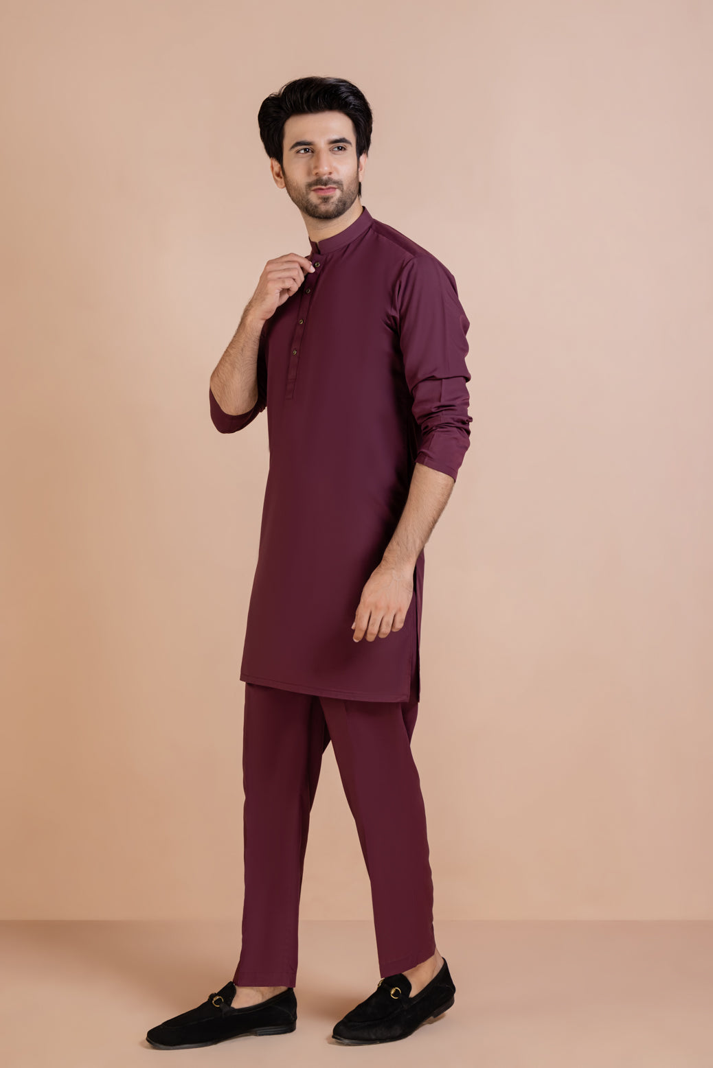 WINE-BLENDED-KURTA PAJAMA/TROUSER (KSR22-013)