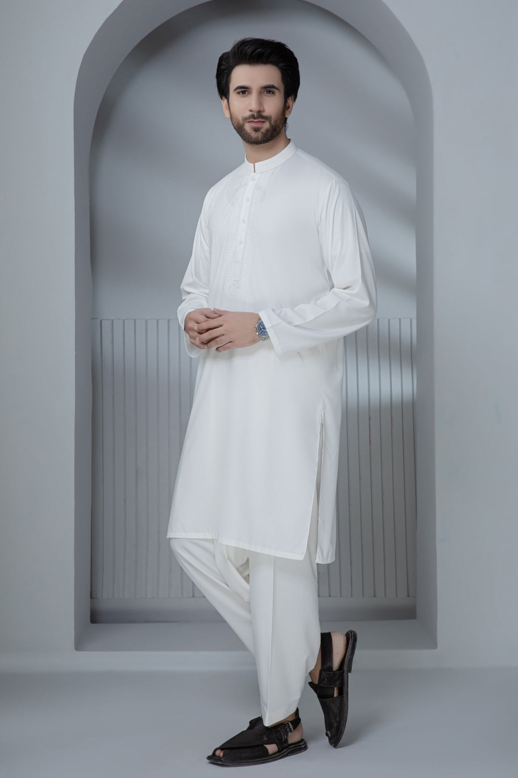 WHITE-BLENDED-KURTA SHALWAR (KSRR22-006)