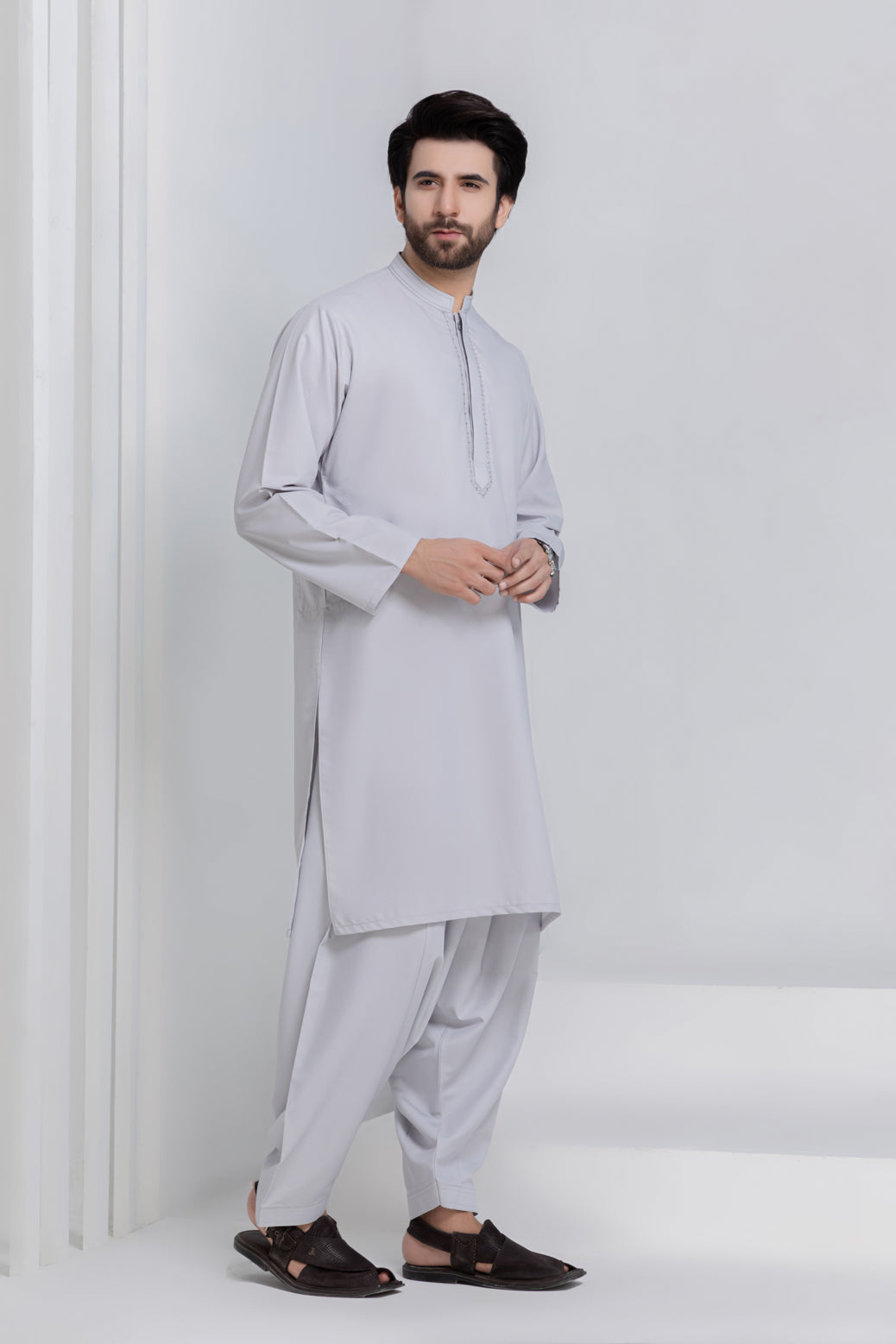 ASH-WHITE-BLENDED-KURTA SHALWAR (KSRR22-042)