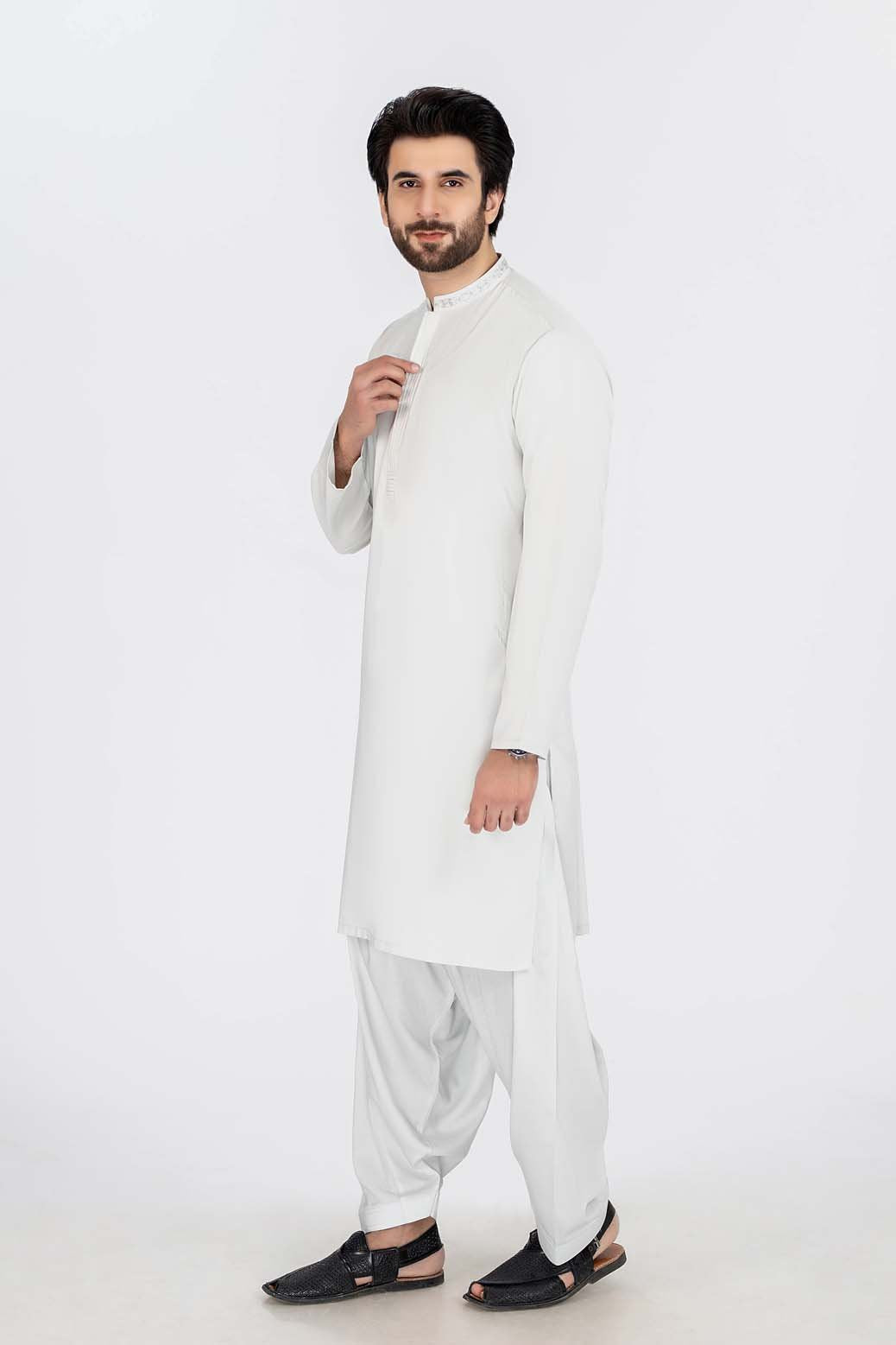 ASH-GRY-BLENDED-KURTA SHALWAR (KSRS21-015)