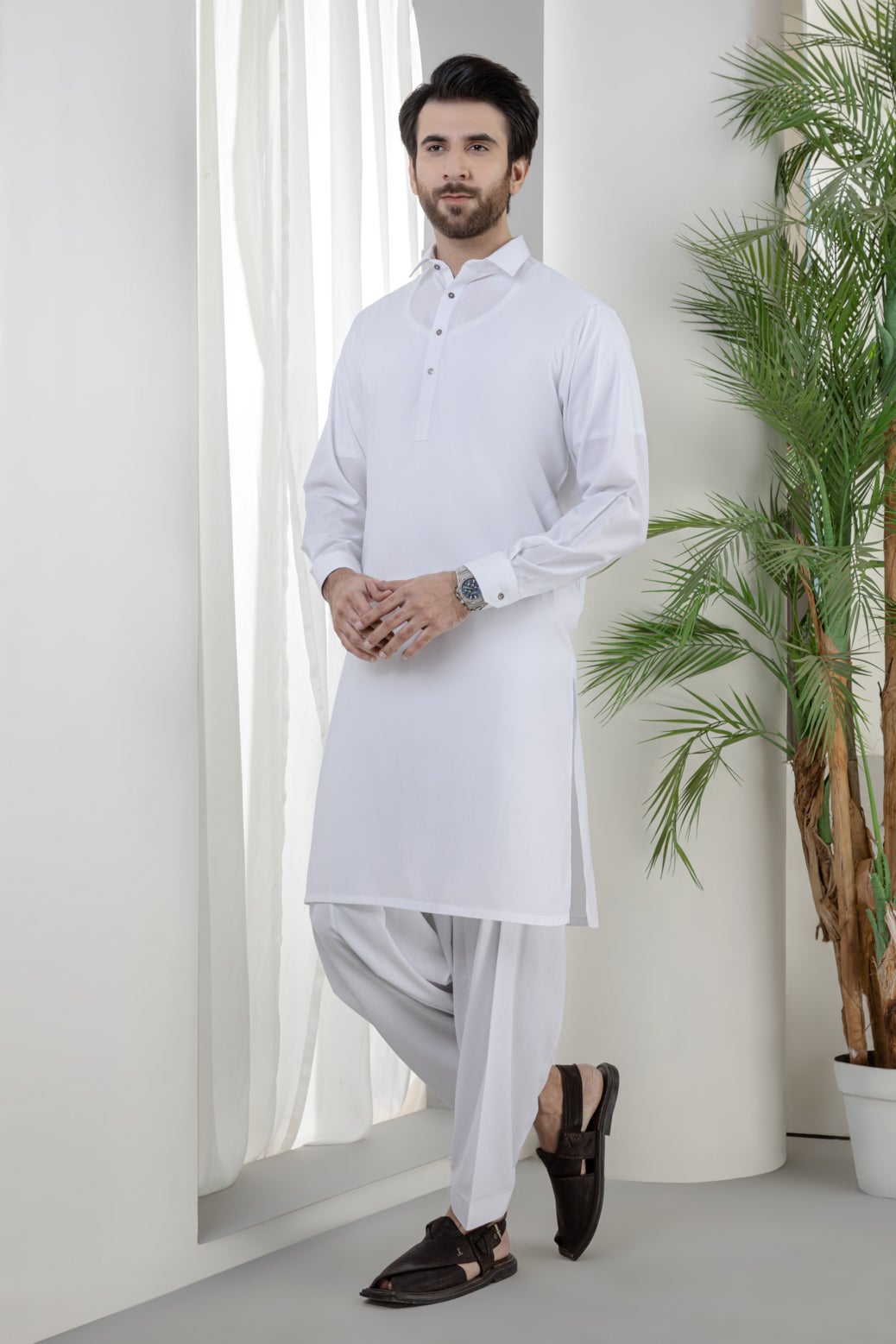 WHITE-BLENDED-KURTA SHALWAR (KSRS22-041)