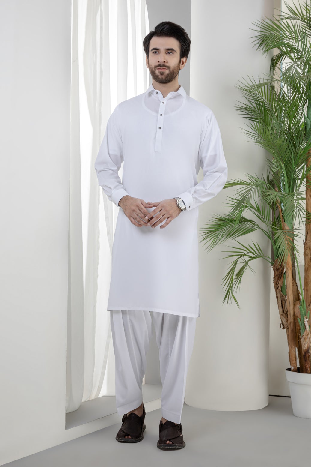 WHITE-BLENDED-KURTA SHALWAR (KSRS22-041)