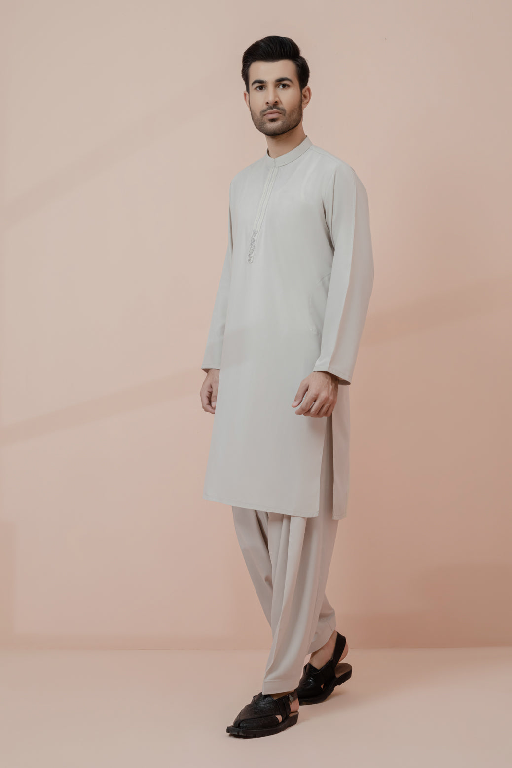 ASH-WHITE-BLENDED-KURTA SHALWAR (KSRS22-045)