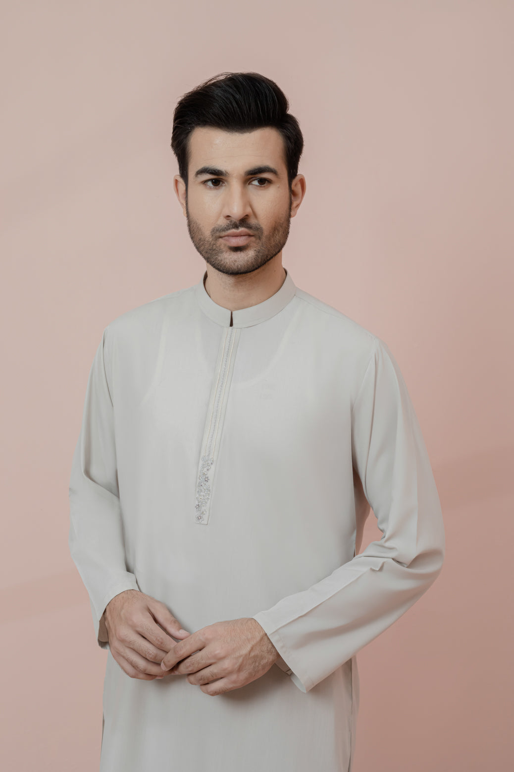 ASH-WHITE-BLENDED-KURTA SHALWAR (KSRS22-045)