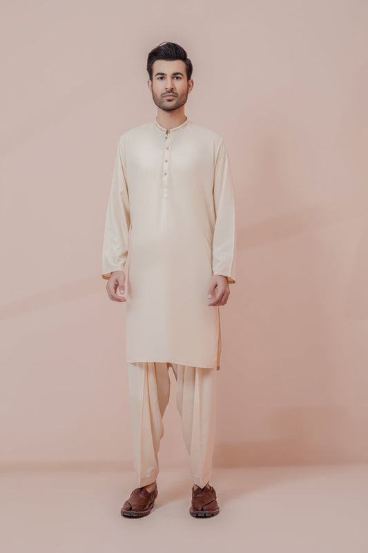 BEIGE-BLENDED-KURTA SHALWAR (KSRS22-049)