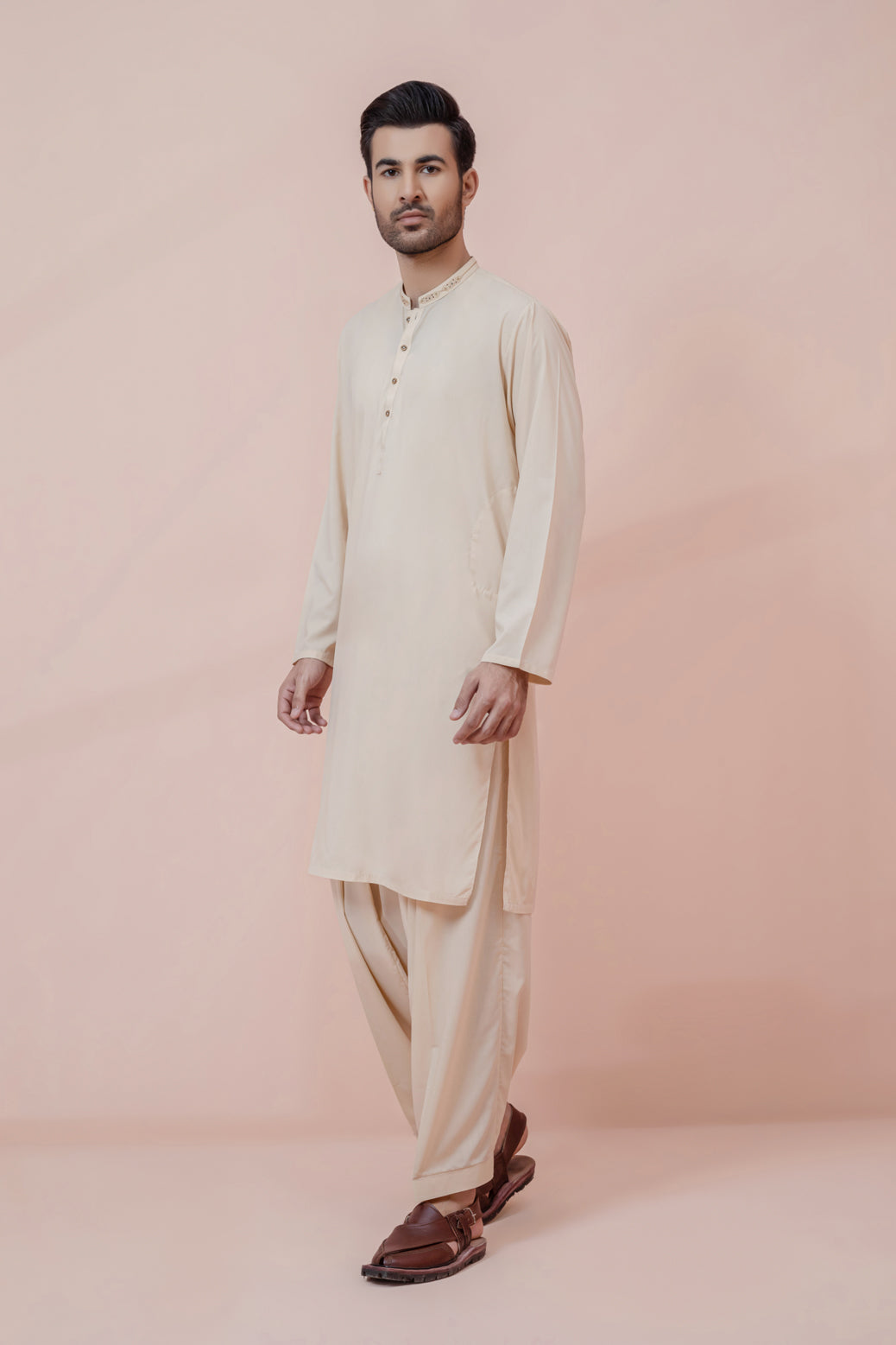 BEIGE-BLENDED-KURTA SHALWAR (KSRS22-049)