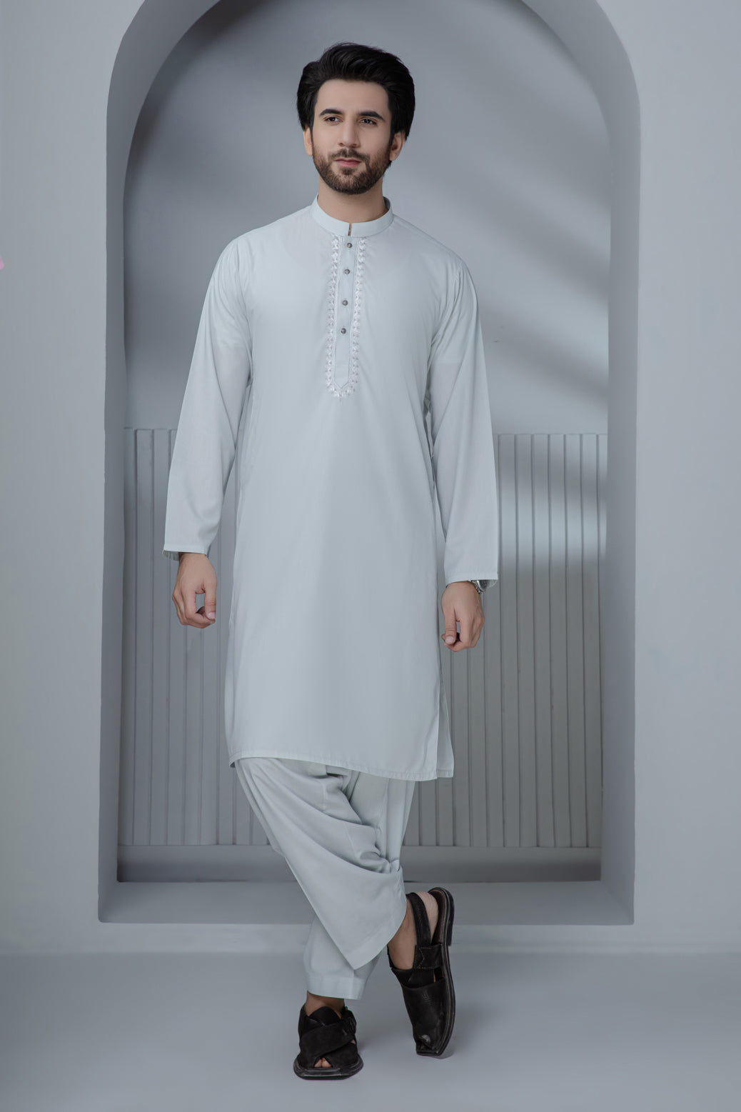 ASH+GRAY-BLENDED-KURTA SHALWAR (KSRS22-056)