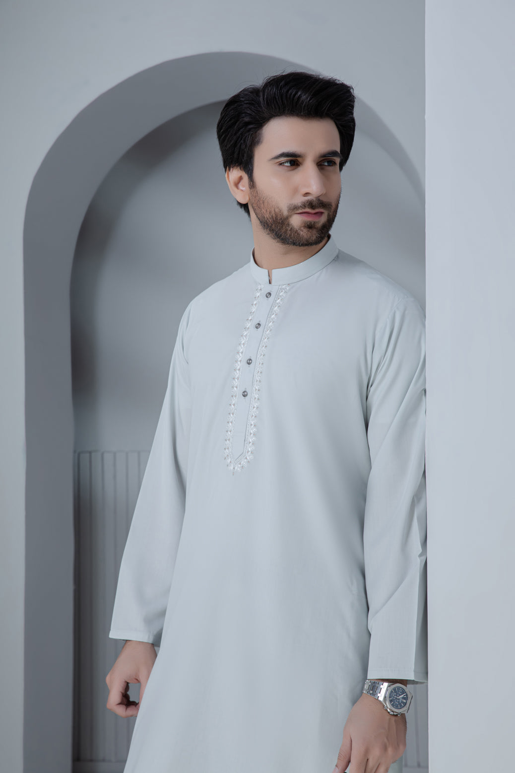 ASH+GRAY-BLENDED-KURTA SHALWAR (KSRS22-056)