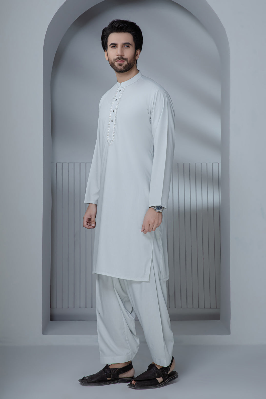 ASH+GRAY-BLENDED-KURTA SHALWAR (KSRS22-056)