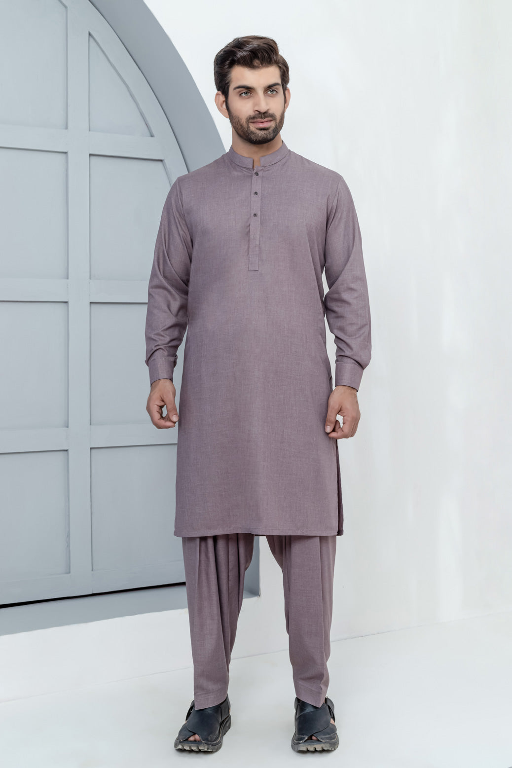 B-RED-BLENDED-KURTA SHALWAR (KSRS22-063)