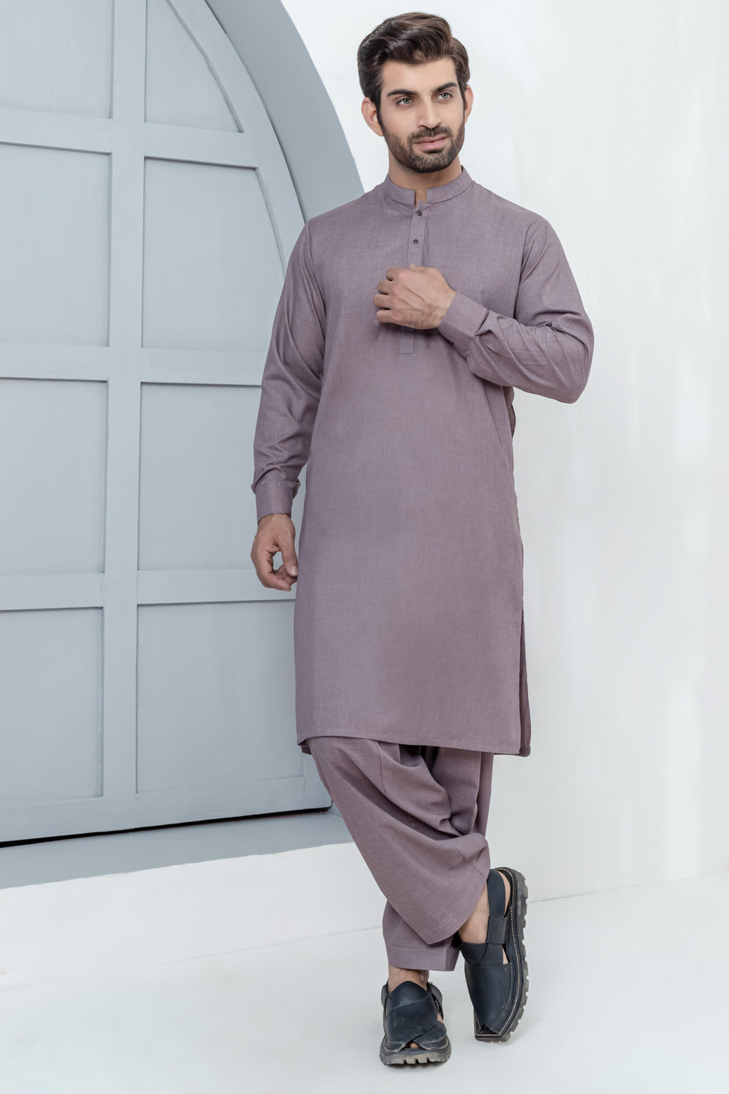 B-RED-BLENDED-KURTA SHALWAR (KSRS22-063)