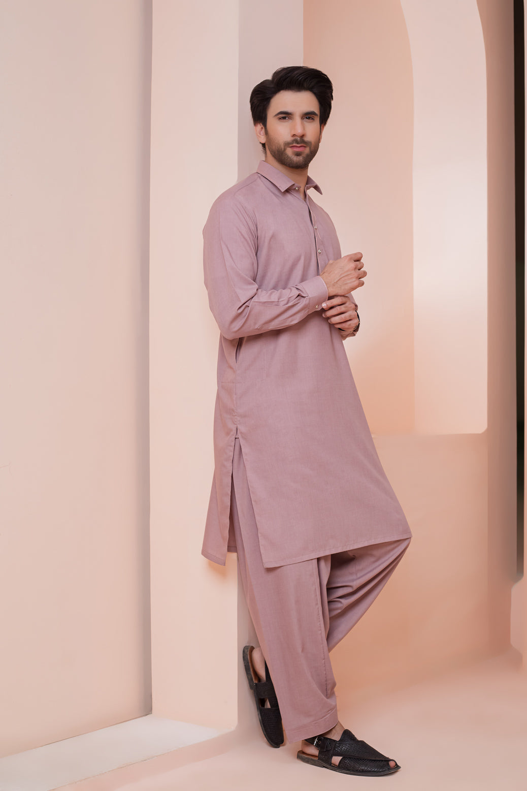 B-RED-BLENDED-KURTA SHALWAR (KSRS22-067)