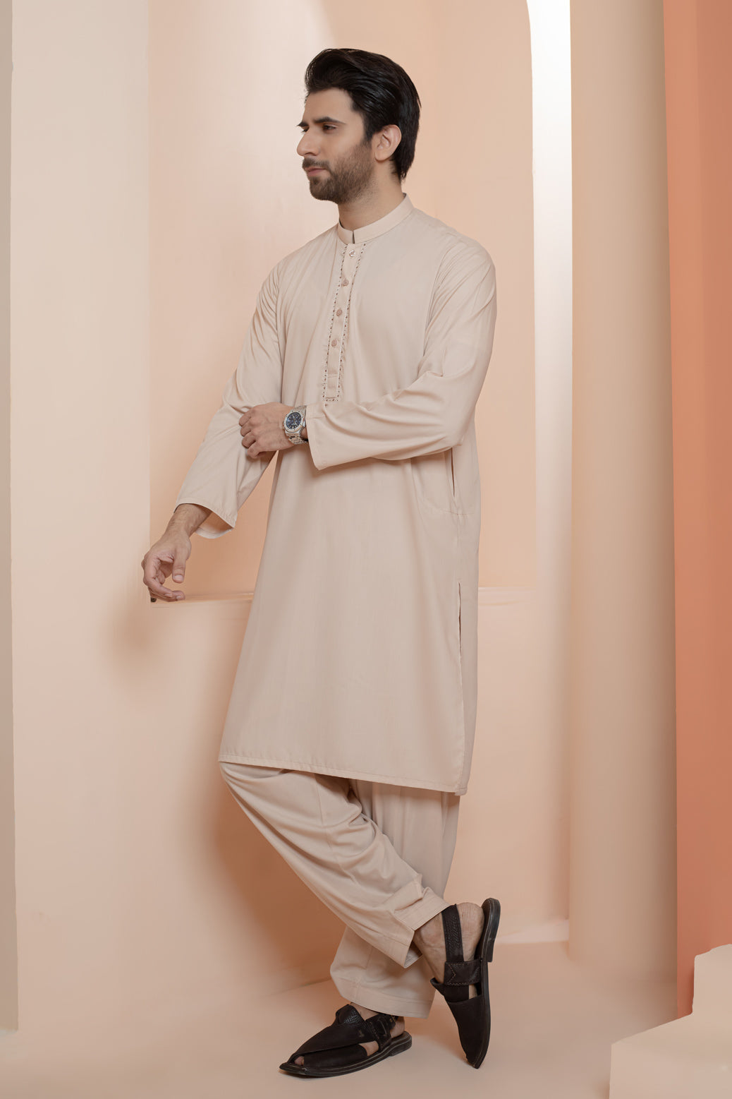 BEIGE-BLENDED-KURTA SHALWAR (KSRS22-076)