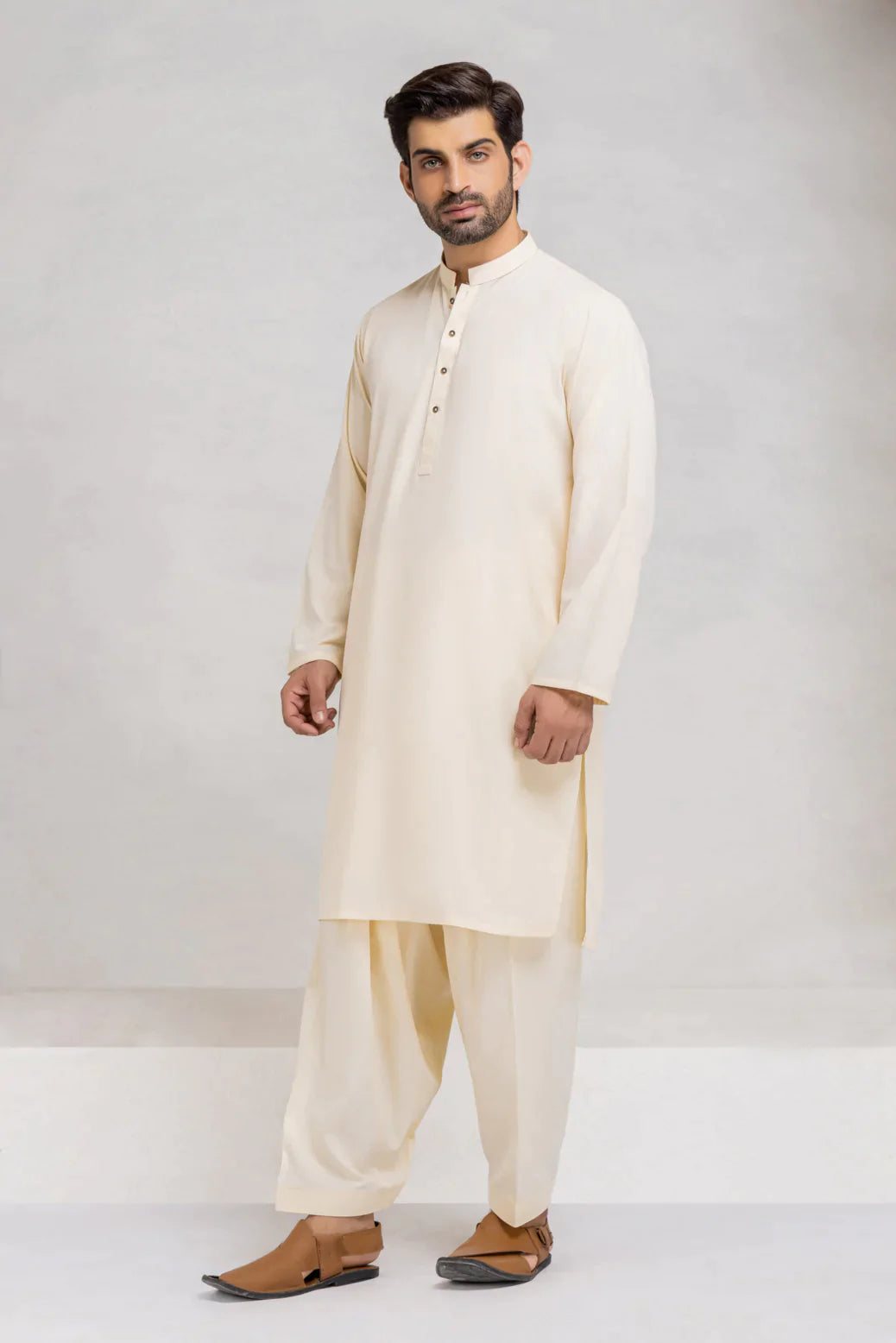 BEIGE-BLENDED-KURTA SHALWAR (KSRS23-017)