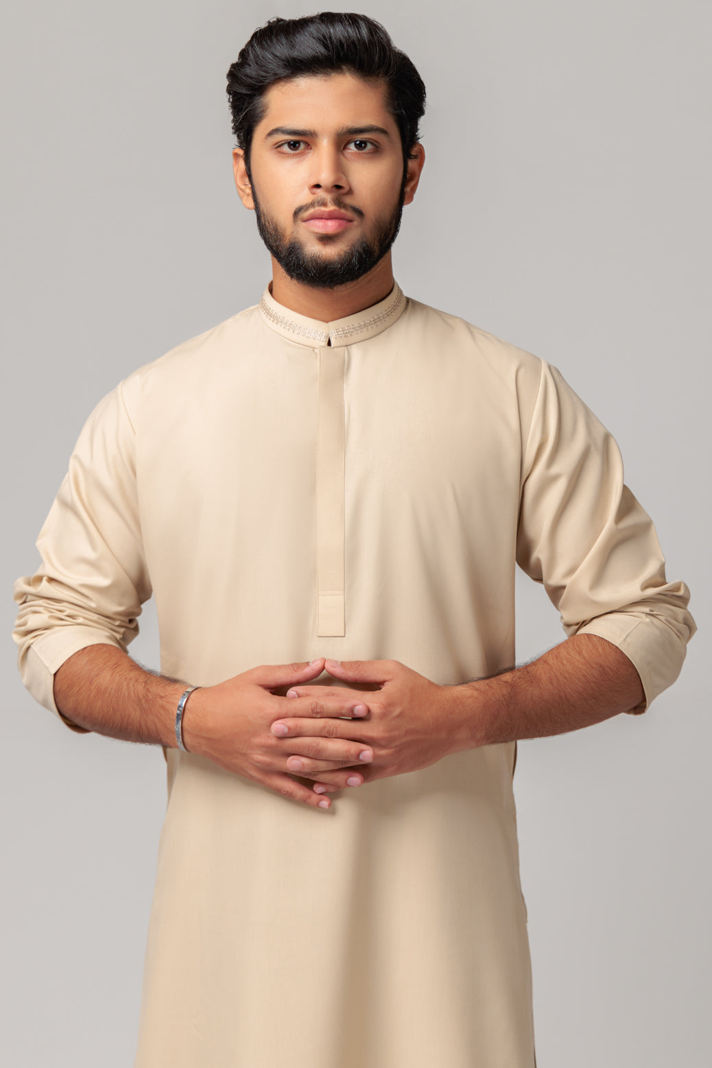 ASH-WHITE-BLENDED-KURTA SHALWAR (KSRS23-052)