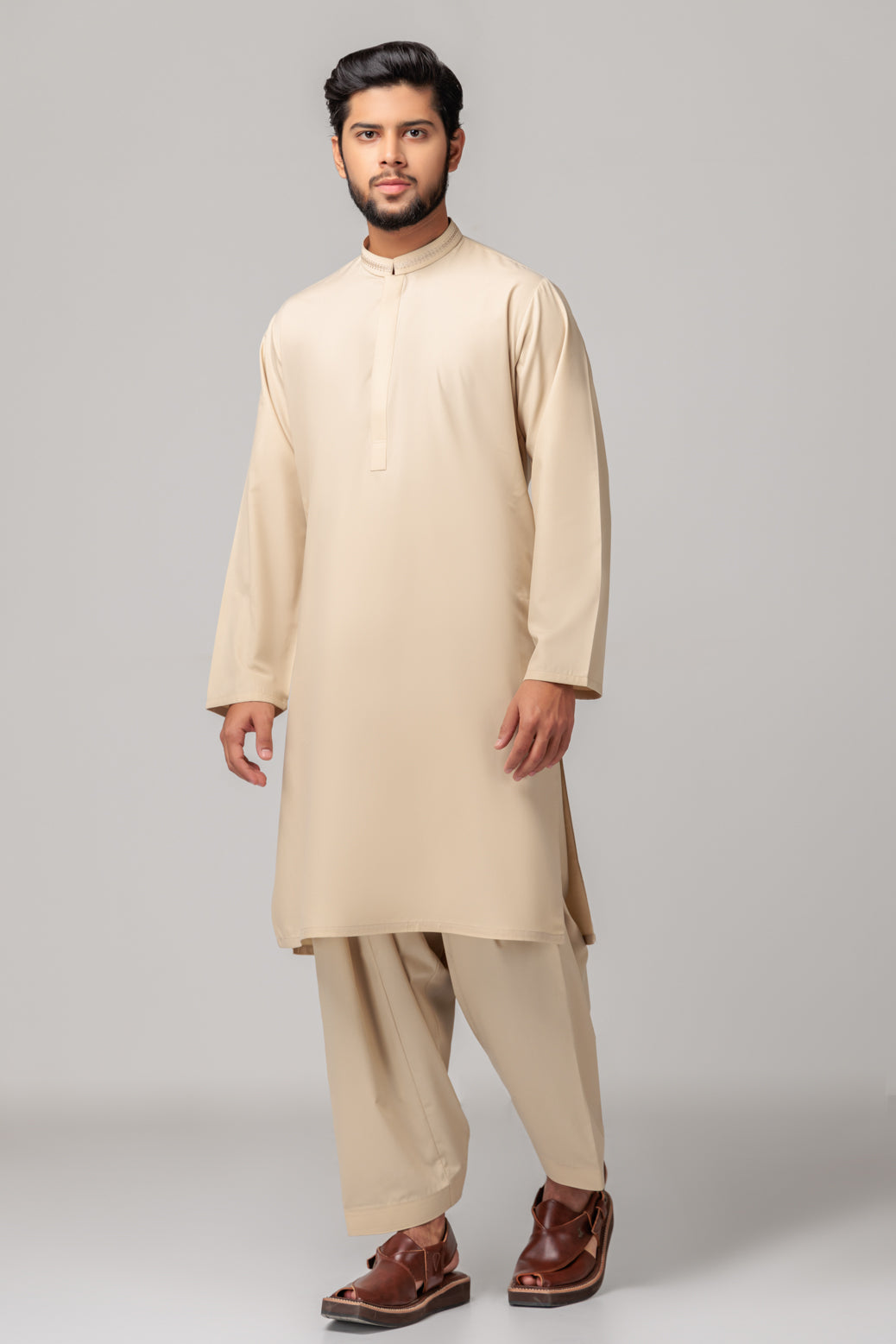 ASH-WHITE-BLENDED-KURTA SHALWAR (KSRS23-052)