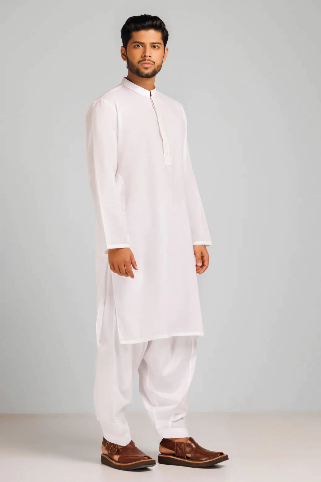 WHITE-COTTON-KURTA SHALWAR (KSRS23-058)