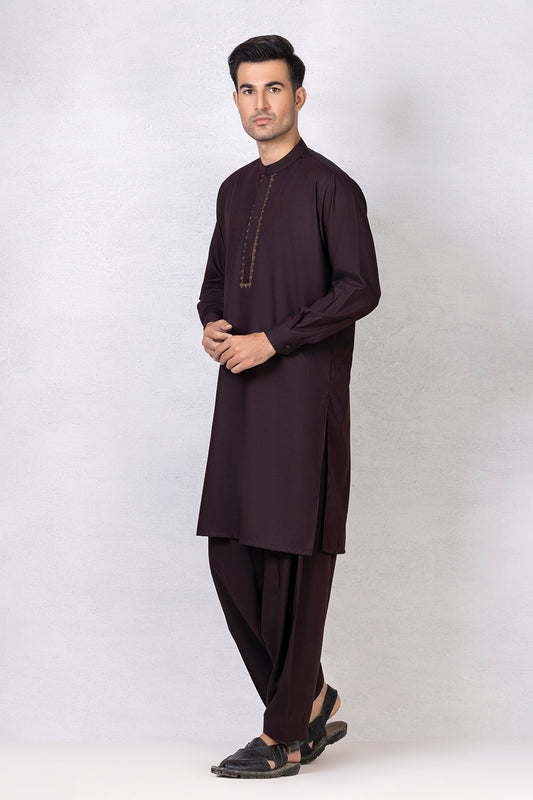 WINE-BLENDED-KURTA SHALWAR (KSRW22-008)