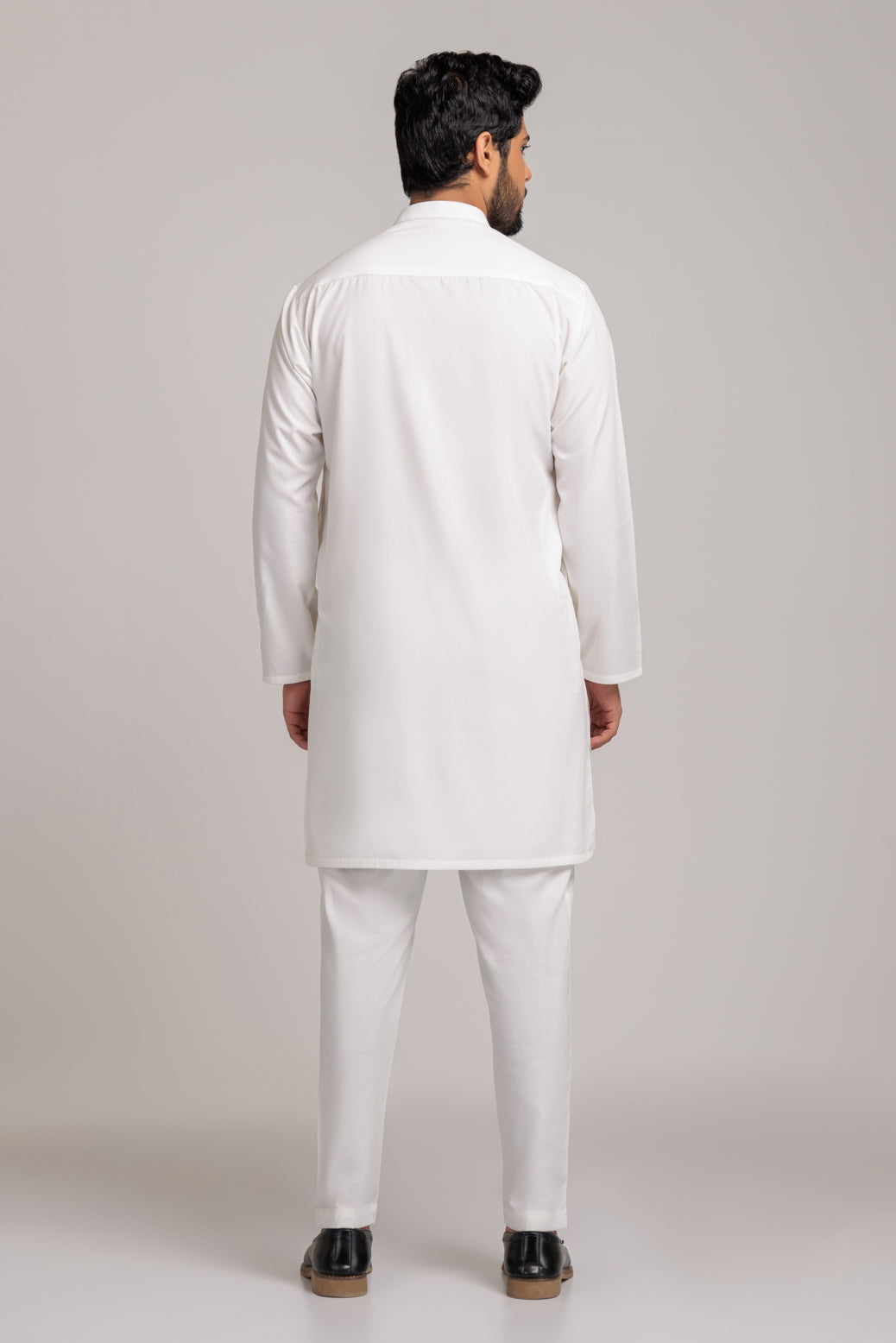 WHITE-BLENDED-KURTA PAJAMA TROUSER (KSS23-013)