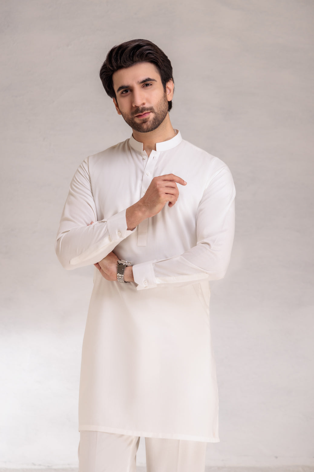 WHITE-BLENDED-KURTA PAJAMA/TROUSER  (KSW22-003)