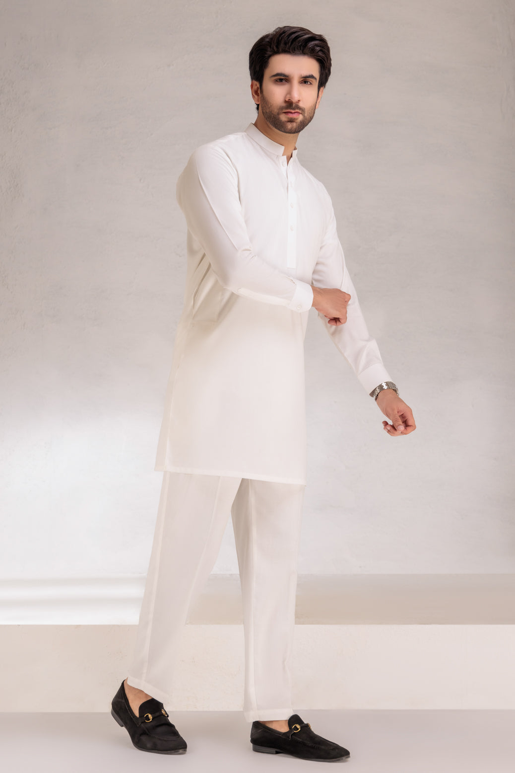 WHITE-BLENDED-KURTA PAJAMA/TROUSER  (KSW22-003)