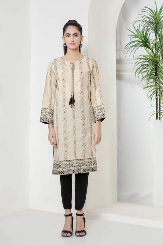 BEIGE-CHIKANKARI-KURTI (PWR211P07)