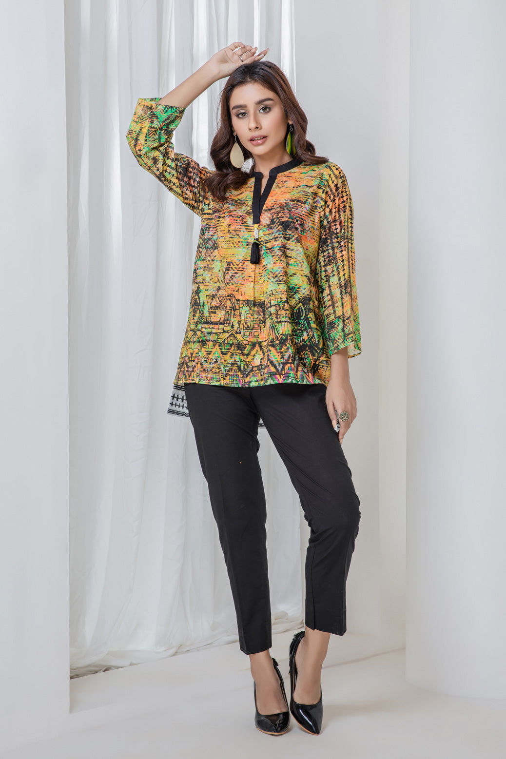 YELLOW-LAWN-KURTI (RAK221P13)