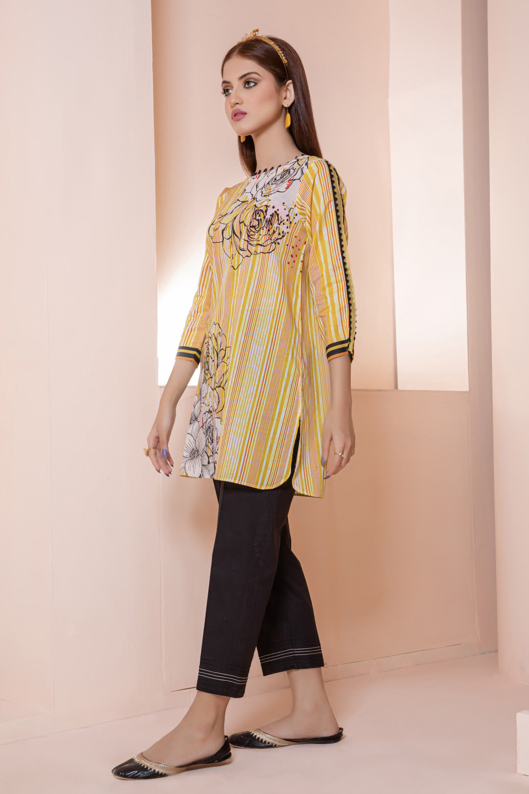 YELLOW-LAWN-KURTI (RAK221P21)