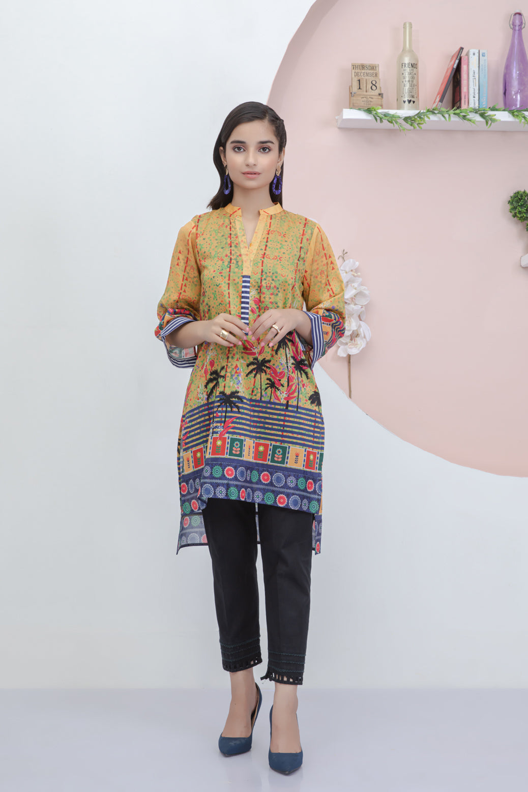 YELLOW-LAWN-KURTI (SAK221P06)