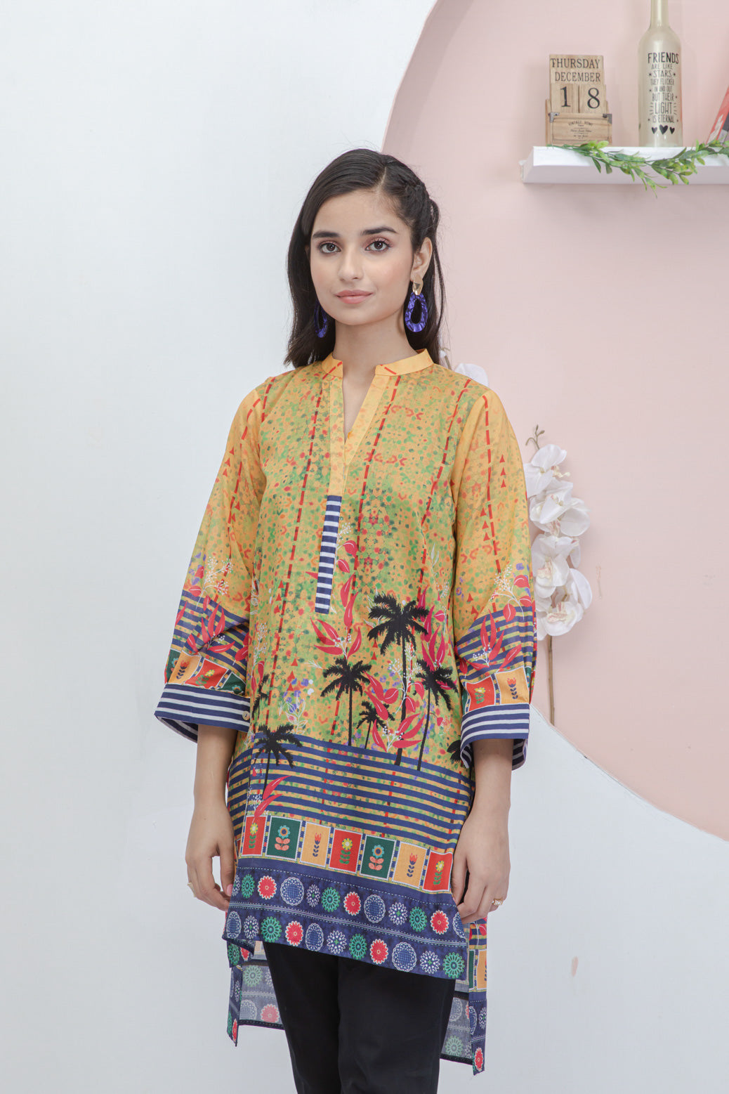 YELLOW-LAWN-KURTI (SAK221P06)