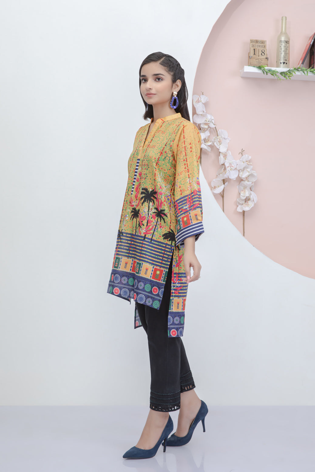 YELLOW-LAWN-KURTI (SAK221P06)