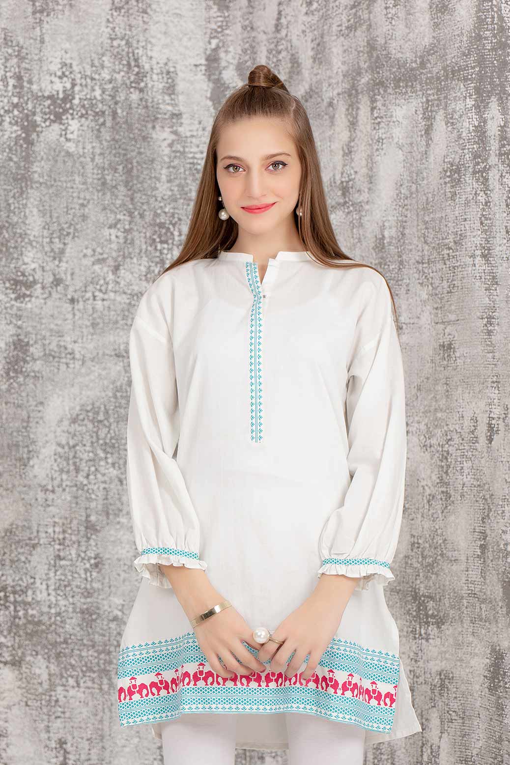 ASH+GRY-SELF JACQUARD-KURTI (STK211P55)