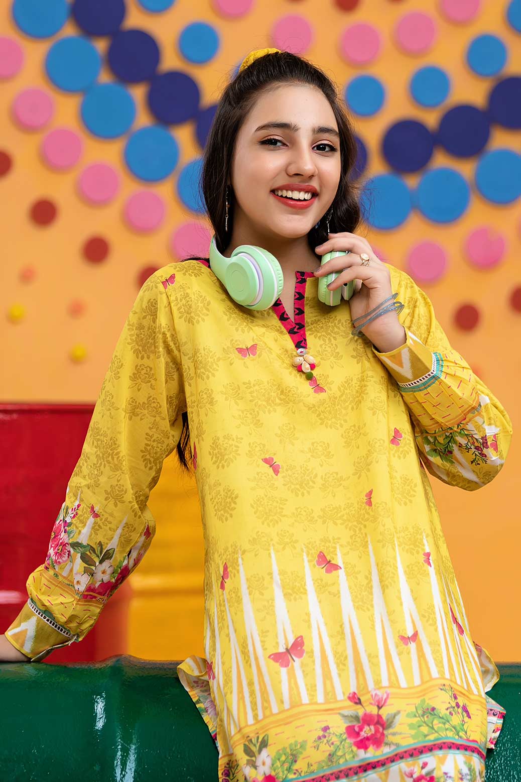 YELLOW- LAWN-KURTI (STK211P62)