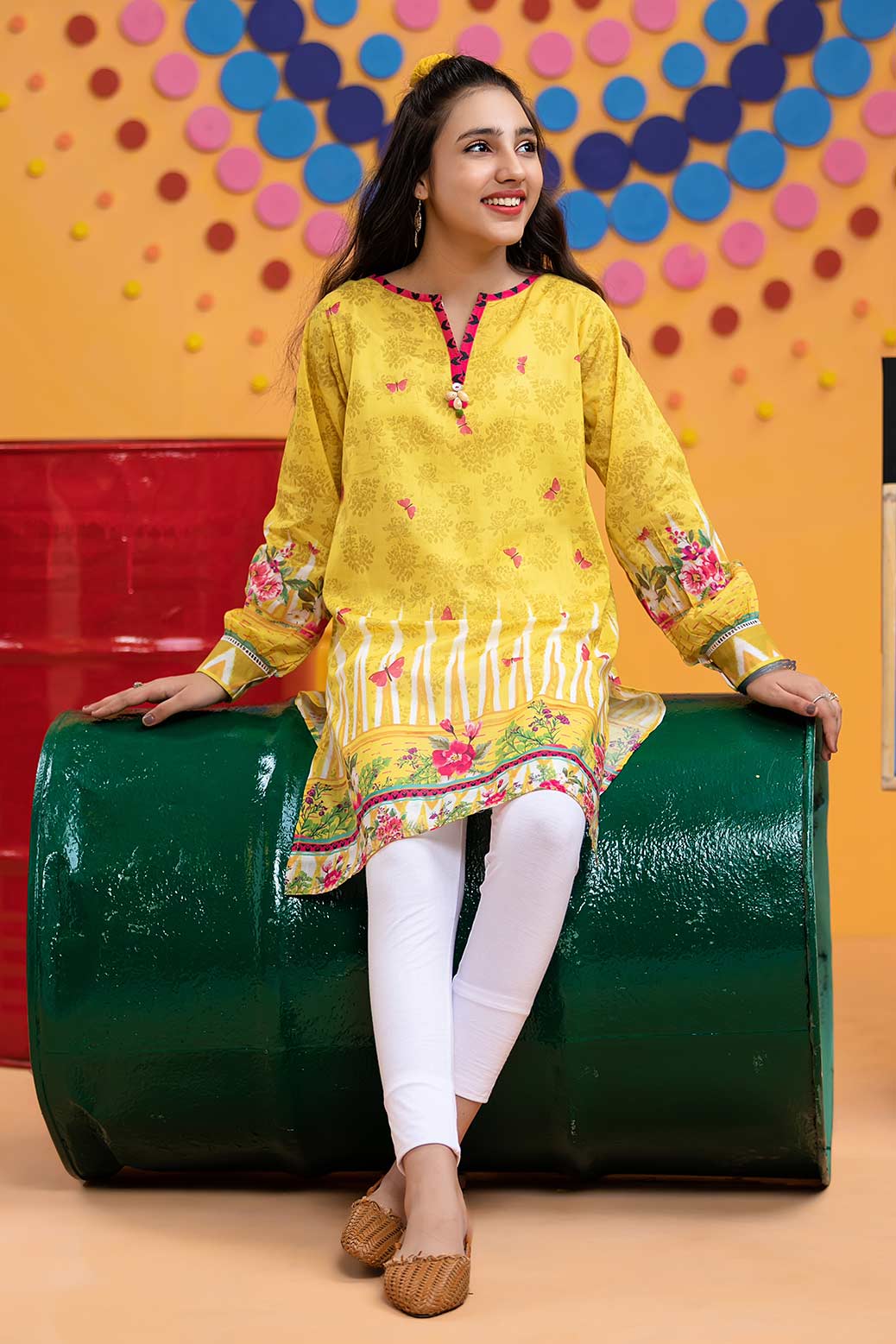 YELLOW- LAWN-KURTI (STK211P62)