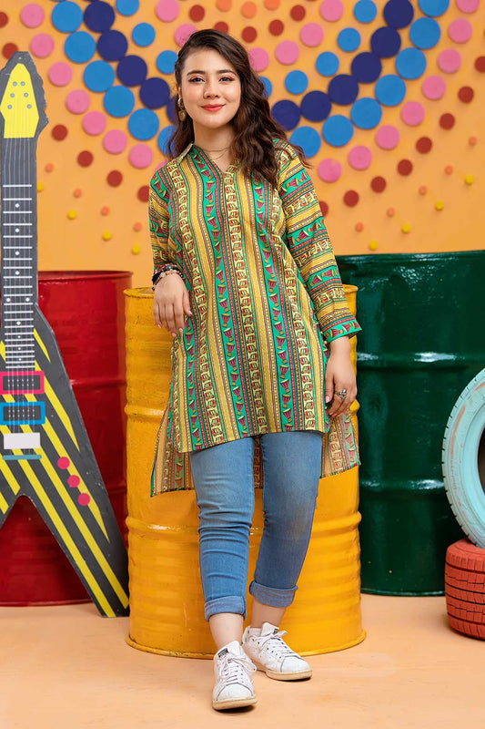 YELLOW-LAWN-KURTI (STK211P64)