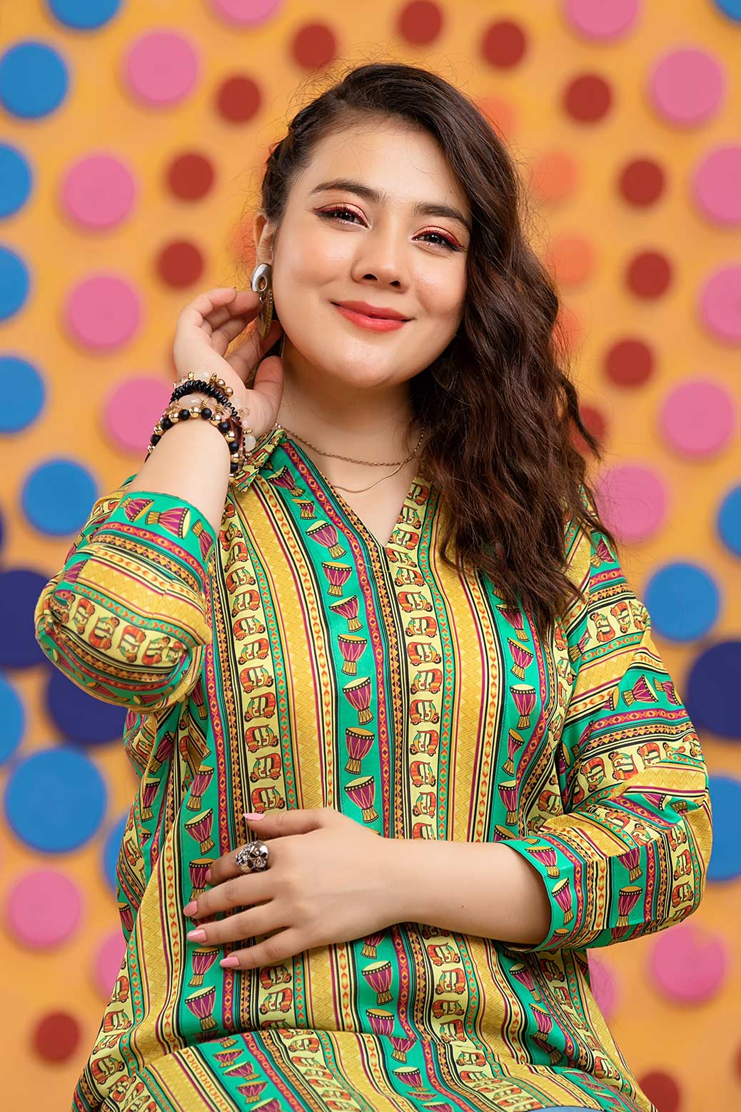 YELLOW-LAWN-KURTI (STK211P64)